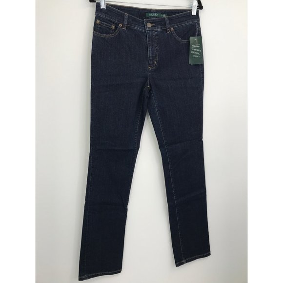 Lauren Ralph Lauren Premier Stretch Straight Leg Jean 8 Dark Wash NEW - Picture 2 of 7